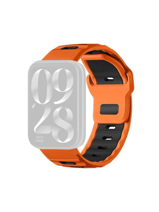 Xiaomi Band 9 Pro Redmi Watch 6 5 Xdfind Flat-head Dual-color Silicone Watch Band Orange+black