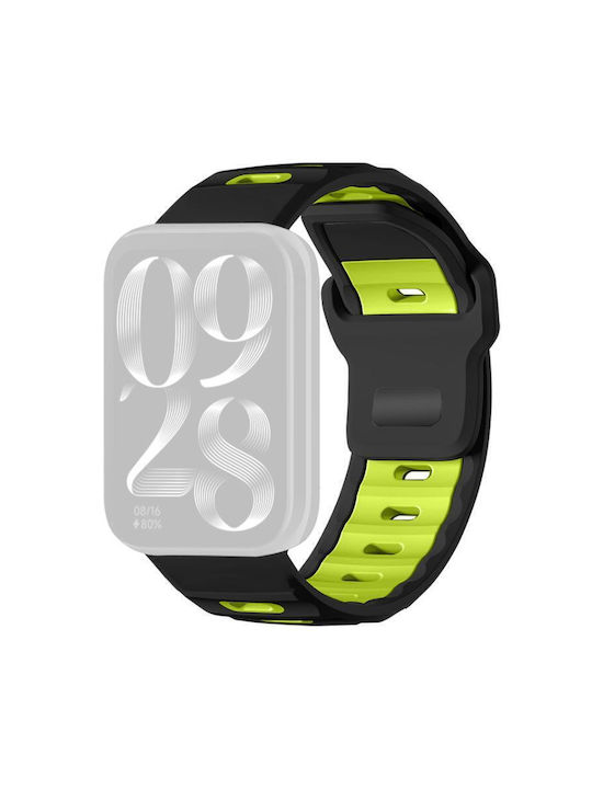 Xiaomi Band 9 Pro Redmi Watch 6 5 Xdfind Flat-head Dual-color Silicone Watch Band Black+fluorescent Green