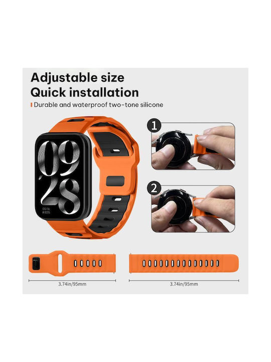 Xiaomi Band 9 Pro Redmi Watch 6 5 Xdfind Flat-head Dual-color Silicone Watch Band Orange+black