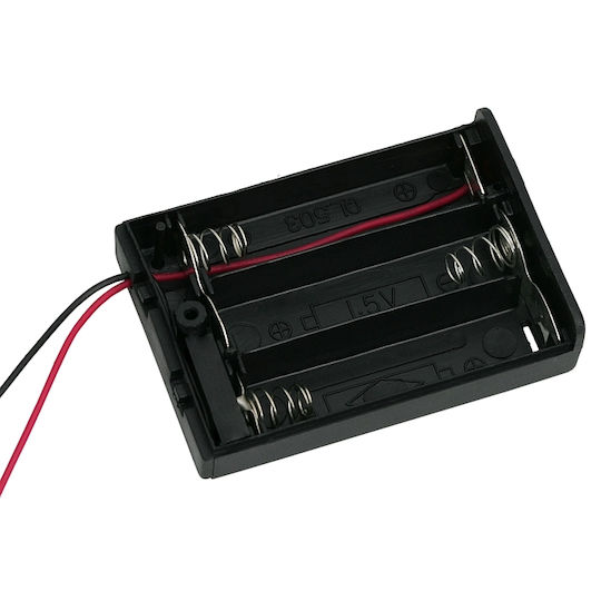 Set 5 Battery Holders 3 X Aa 12 Cm Wires On Off Switch Black Plastic Case Set 5 Pieces