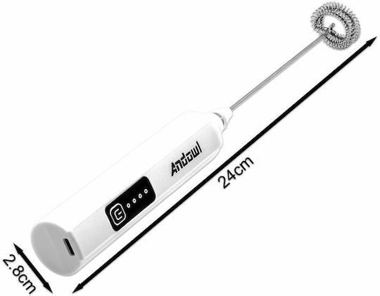Andowl Electric Hand Held Coffee Frother White