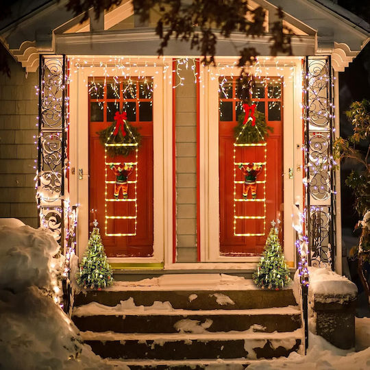 Illuminated Decorative Christmas Santa Electric White Plastic In Ladder 10x38x10cm