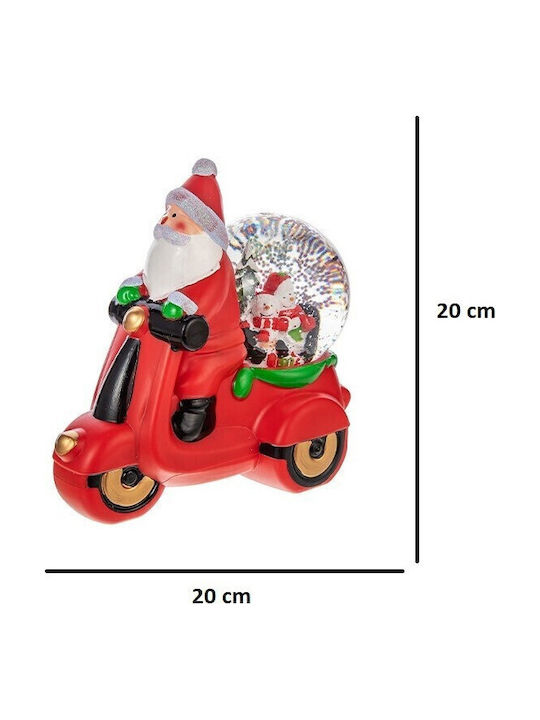 Moș Crăciun Gonflabil Iluminat cu Baterie cu Muzică și Mișcare Roșu din Plastic 20x20x11.5cm
