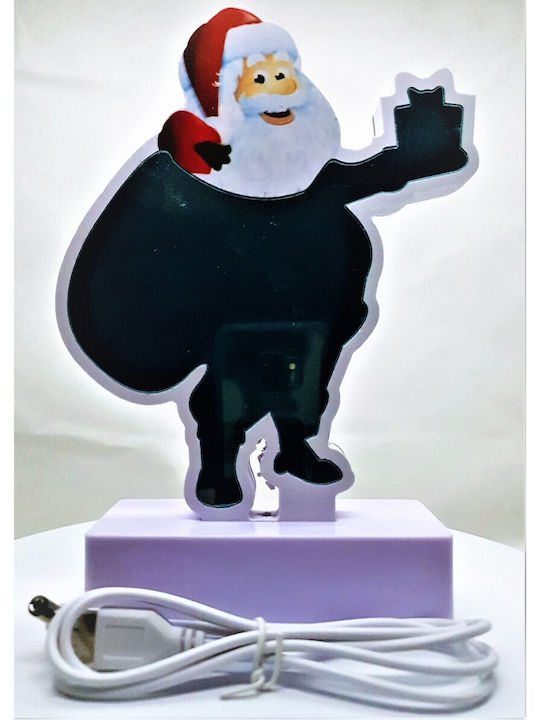 Beleuchteter Dekorativer Weihnachtsmann Batteriebetrieb Weißer Kunststoff 20cm