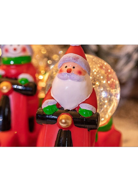 Moș Crăciun Gonflabil Iluminat cu Baterie cu Muzică și Mișcare Roșu din Plastic 20x20x11.5cm