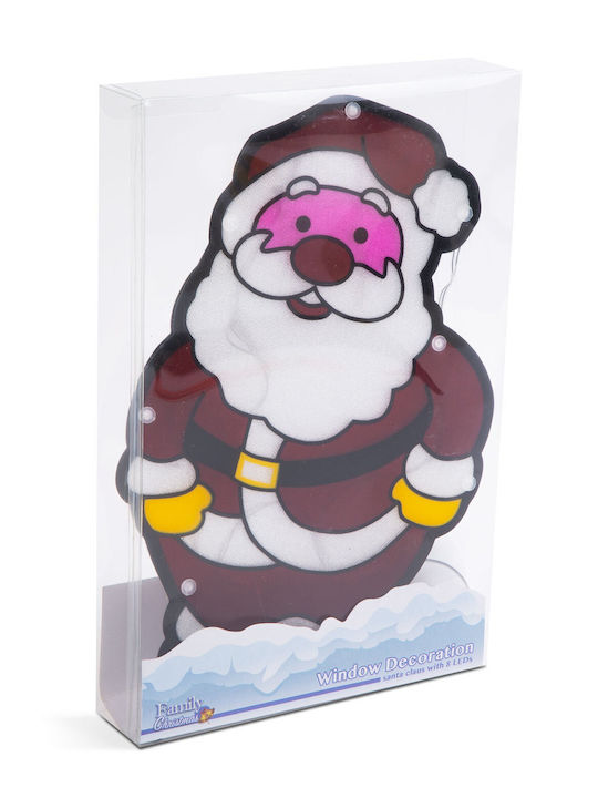 Moș Crăciun Gonflabil Iluminat cu Baterii Alb din Plastic 27x17 cm