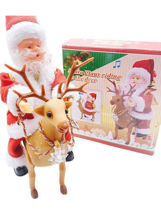 Moș Crăciun Decorativ Roșu cu Ren 28x21x10 cm