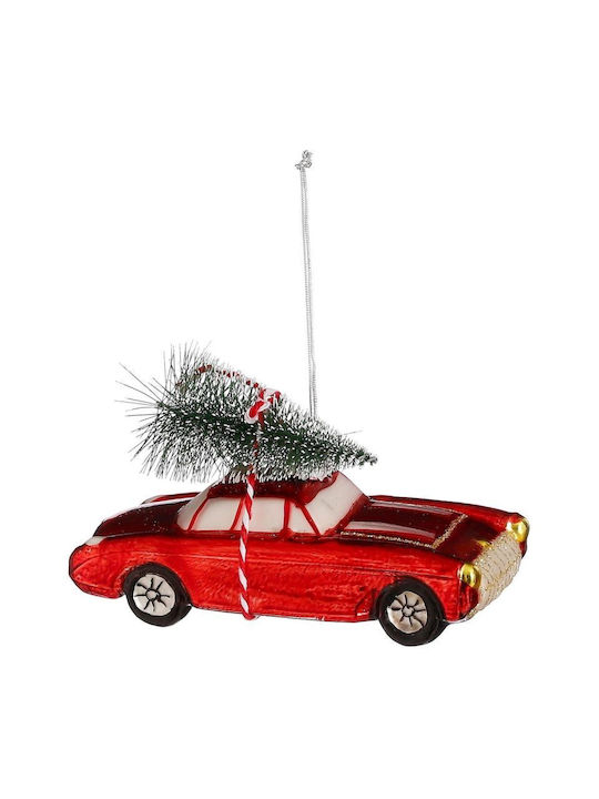 Ornament De Brad Agățat Pahar Iluminat Din Sticlă Roșu 8x13cm