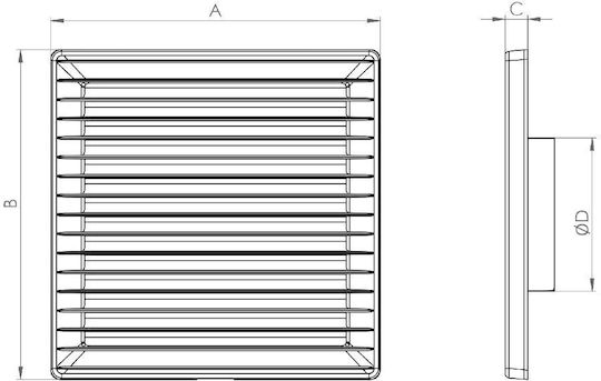 AirRoxy Περσίδα Εξαερισμού 17x170cm Τετράγωνη