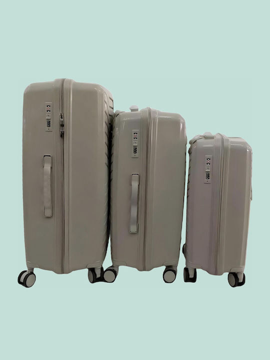 Relaxdays Valize de Călătorie Sigure Bej cu 4 Roți Set 3 Bucăți