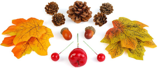 Herbstdekoration Set Laub Kiefernzapfen Kürbis 4 Designs