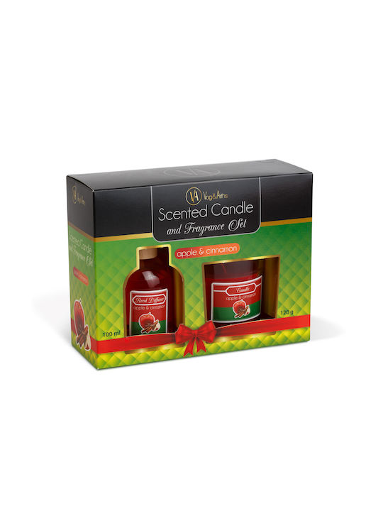 Aromatischer Kerzen Reed Diffusor Set Apfel Zimt Parfüm 120 G + 100 Ml