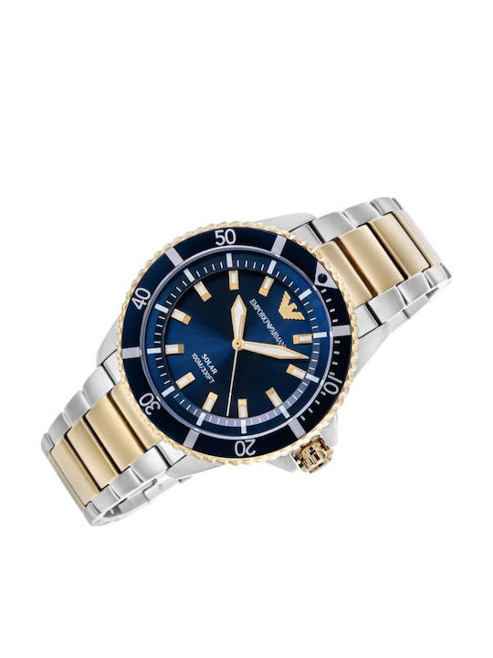 Emporio Armani Explorer Ανδρικό Ρολόι Solar με Ασημί Μεταλλικό Μπρασελέ