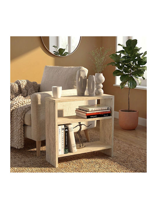 Rectangular Side Table Silvanus Wooden Travertine W51xD17.5xH49cm