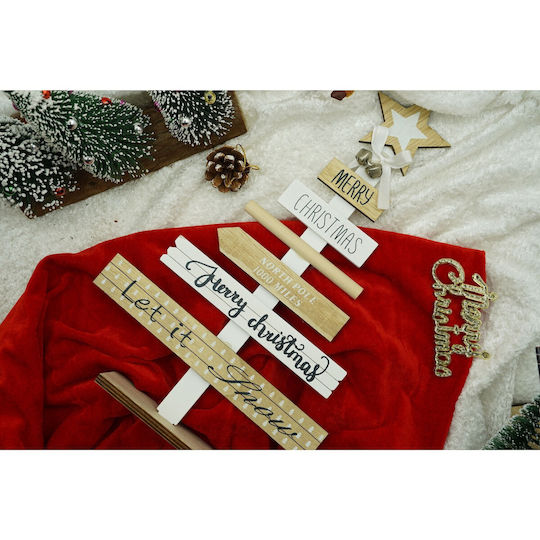 Decorated Table Decoration Christmas Messages Cream-white Wood 22.5 Cm X 36 Cm Indoor Alista Home