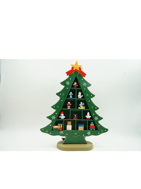Arbore Verde Decorativ De Crăciun 5 Bucăți Ornamente 22 Cm X 29 Cm Lemn Alista Home