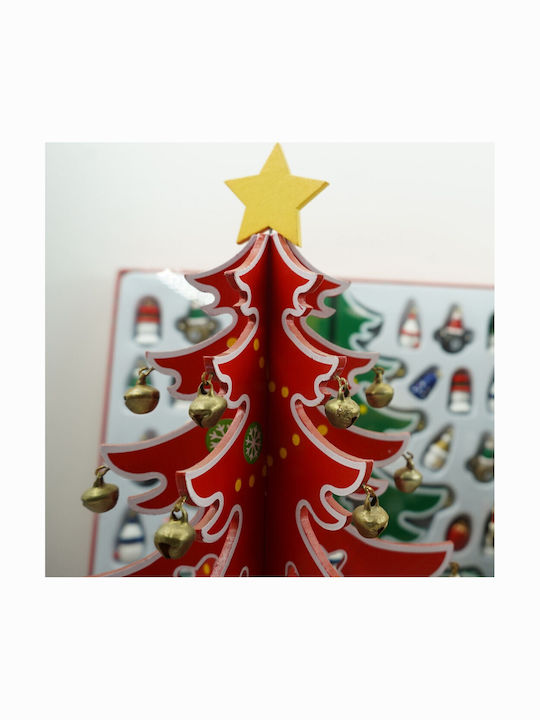 Arbore De Crăciun Roșu Alb 15 Bucăți Ornamente 25,5 Cm X 33 Cm Lemn Alista Home