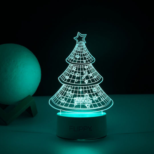 Decorative Led Lamp Flippy 3d Christmas Tree Made Acrylic Material Multicolored Light White