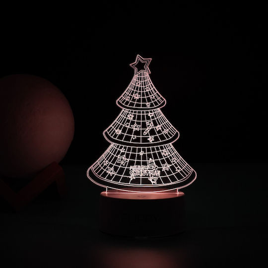 Decorative Led Lamp Flippy 3d Christmas Tree Made Acrylic Material Multicolored Light White