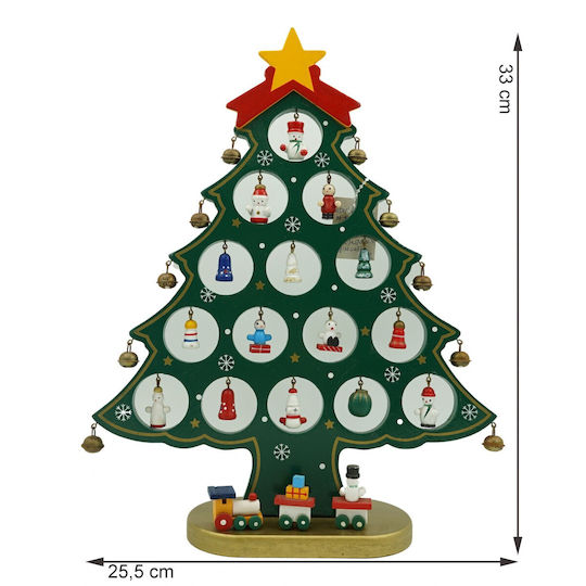 Christmas Decoration Green Tree 15 Cavities Ornaments 25.5 Cm X 33 Cm Wood Alista Home