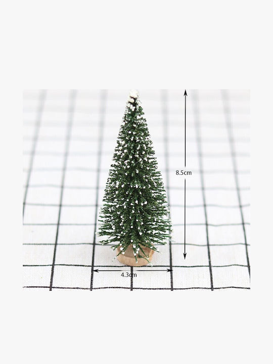 Ornament De Masă Cu Brad Artificial Pe Suport Din Lemn Înălțime 15 Cm Verde Nins