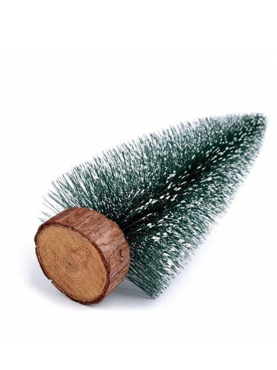 Artificial Christmas Tree Table Ornament On Wooden Stand 25 Cm Height Silver