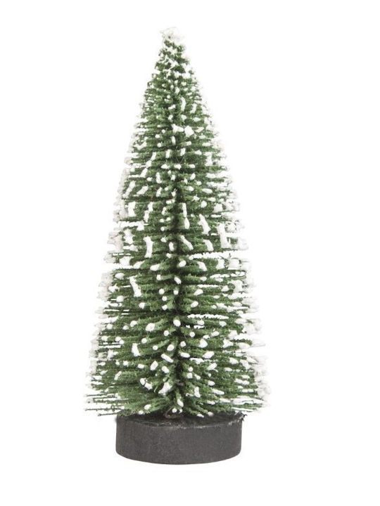 Ornament De Masă Cu Brad Artificial Pe Suport Din Lemn Înălțime 15 Cm Verde Nins
