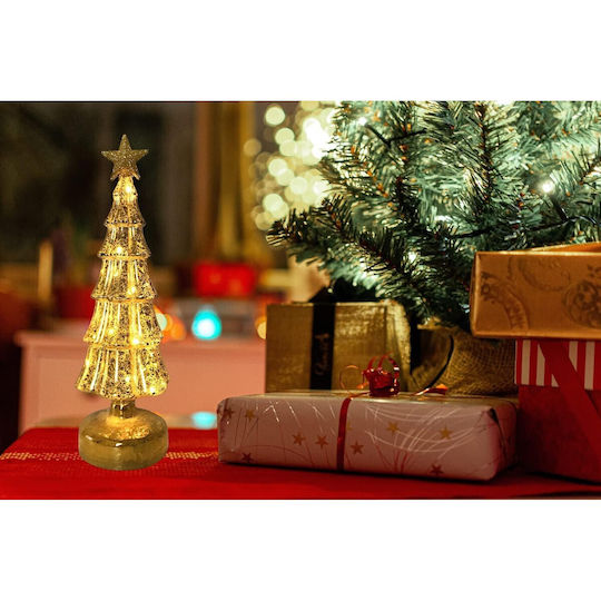 Arbore Decorativ De Crăciun Flippy Model Stea Sticlă Cu Lumină 3 Baterii Aa 31 5 X 9 Cm Auriu