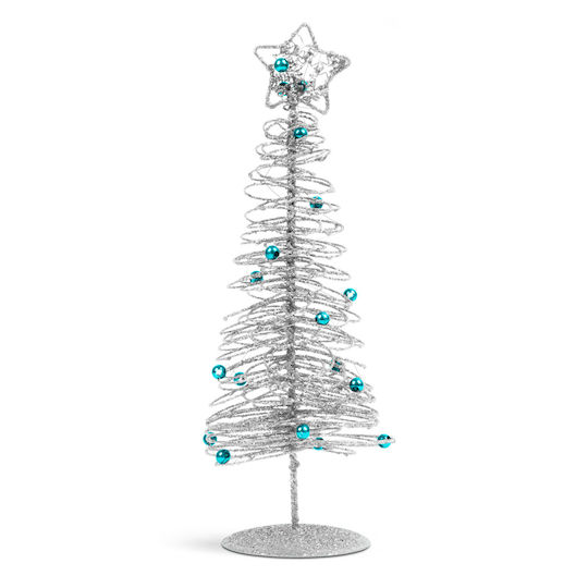 Christmas Tree Metallic 28 Cm Silver Mini Tree Baubles Star