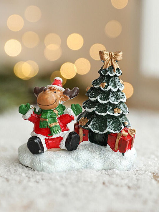 Ornament De Rășină De Crăciun Model Brad De Crăciun Ren Flippy Decorațiune De Birou De Crăciun 6 5 X 6 5 X 4 Cm Roșu Verde