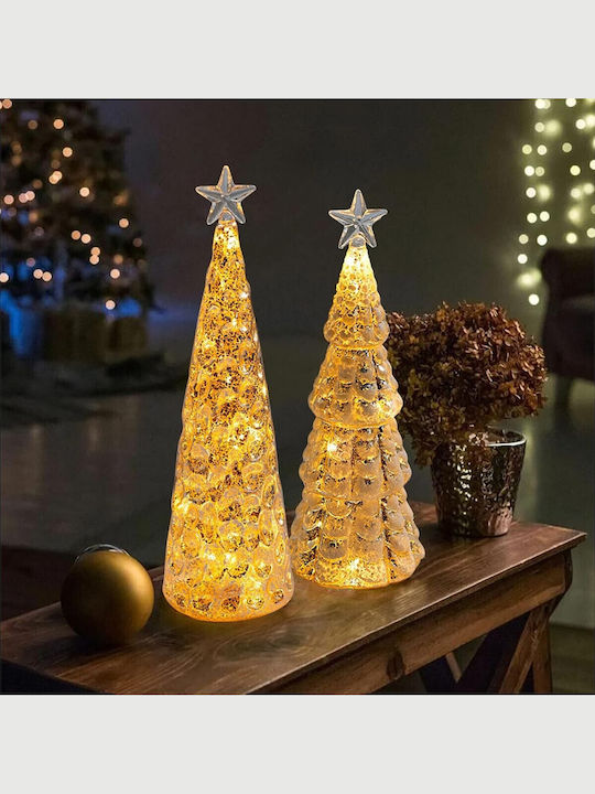 Arbore Decorativ De Crăciun Flippy Model Stea Sticlă Cu Lumină Led 3 Baterii Aa 24 X 8 Cm Auriu