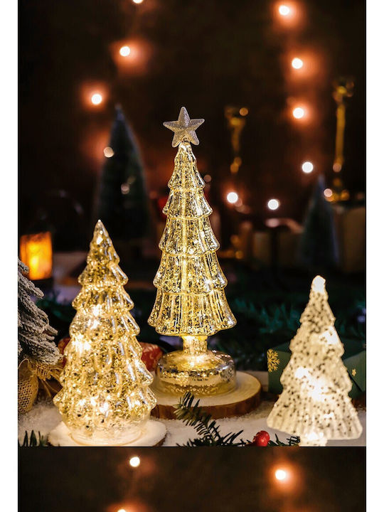 Arbore Decorativ De Crăciun Flippy Model Stea Sticlă Cu Lumină Led 3 Baterii Aa 24 X 8 Cm Auriu