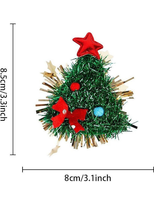 Hair Clip Flippy Christmas Theme Tree Design Fabric 8.5 X 8 Cm Multicolor
