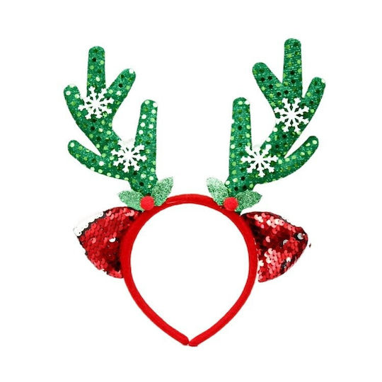 Banda De Cap Decorativă Flippy Temă De Crăciun 12 X 25 Cm Model Coarne De Ren Mărime Unică Verde Roșu