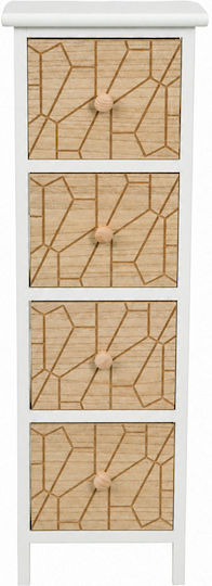 Wooden Storage Drawers with 4 Drawers L26xW32xH80cm Wooden Storage Drawers with 4 Drawers L26xW32xH80cm
