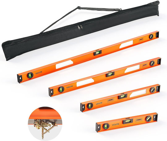 Vevor Set of Magnetic Spirit Levels 4 Pieces Aluminum I-Beam 400 600 900 1200 Mm 3 Vials Hanging Hole Jxspc48inch3y2wib001v0