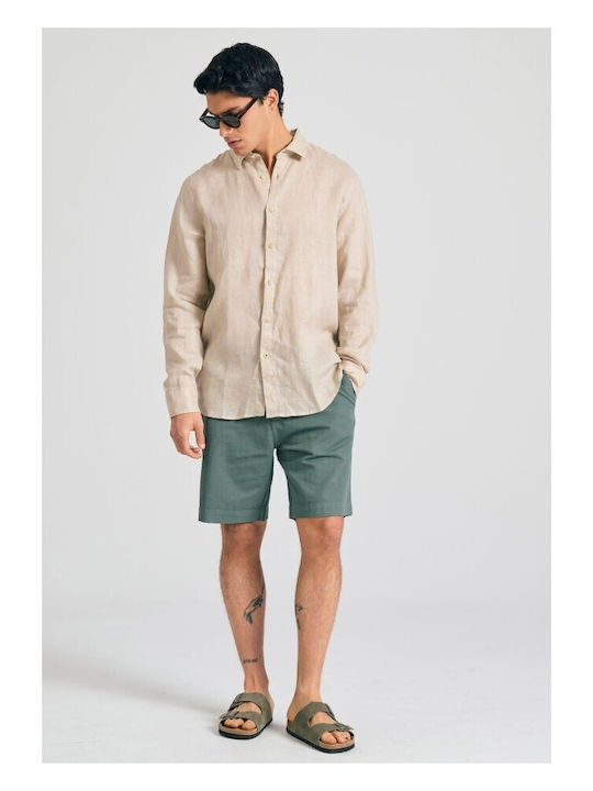 Langärmlig Leinen Hemd Beige