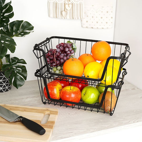 Vilde Metallic 2 Levels Black Fruit Bowl 32x20x13.5cm