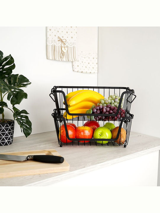 Vilde Obstschale Metallisch 2 Niveaus Schwarz 32x20x13.5cm