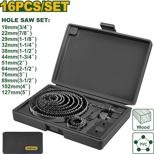 Ποτηροτρυπανα Σετ 16 Τεμ Jadever Jdkj4416