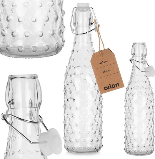 Orion Μπουκάλι Νερού Γυάλινο με Κλιπ Διάφανο 500ml