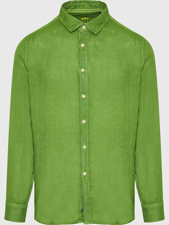 Funky Buddha Λινό Πουκάμισο Grass Green