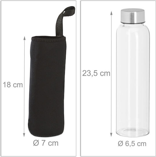 Relaxdays Sticlă De Apă Din Sticlă Cu Capac Șurub Transparent 500ml 6 Bucăți