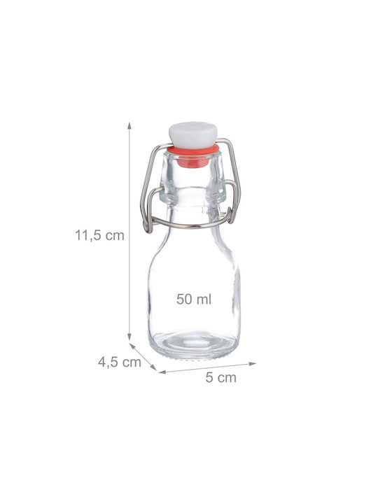 Relaxdays Стъклена Бутилка С Щипка Прозрачна 50ml