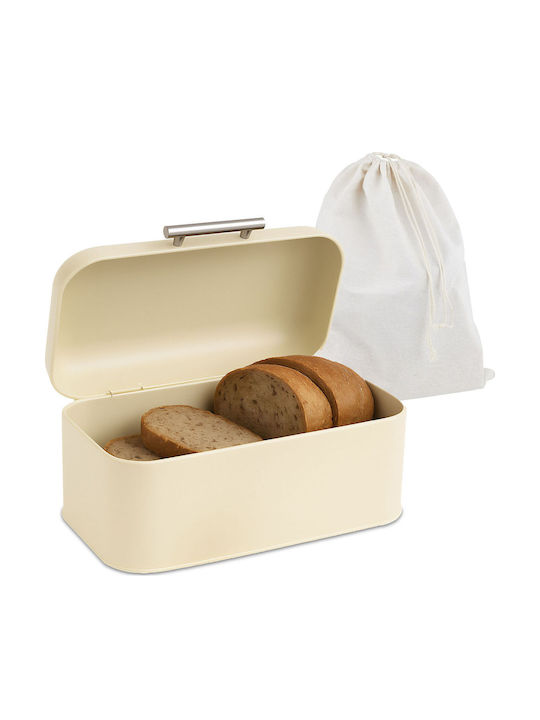 Relaxdays Cutie de Pâine Metalică Bej 15.5x30x21cm