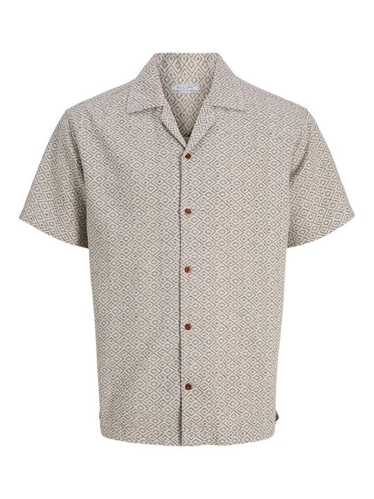 Short Sleeve Cotton Shirt Beige