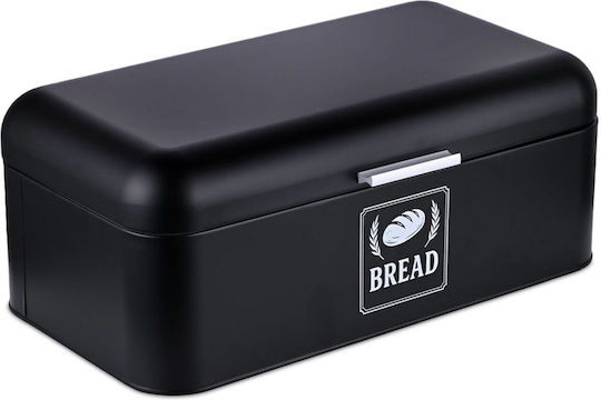 Relaxdays Metallischer Schwarzer Brotkasten 17x42x24cm