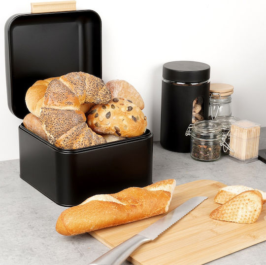 Vilde Bread Box with Lid Metallic Black 22x20x14.5cm