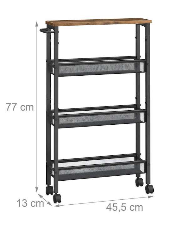 Relaxdays Troler De Bucătărie Metalic Cu 4 Locuri Maro 45.5x13x77cm