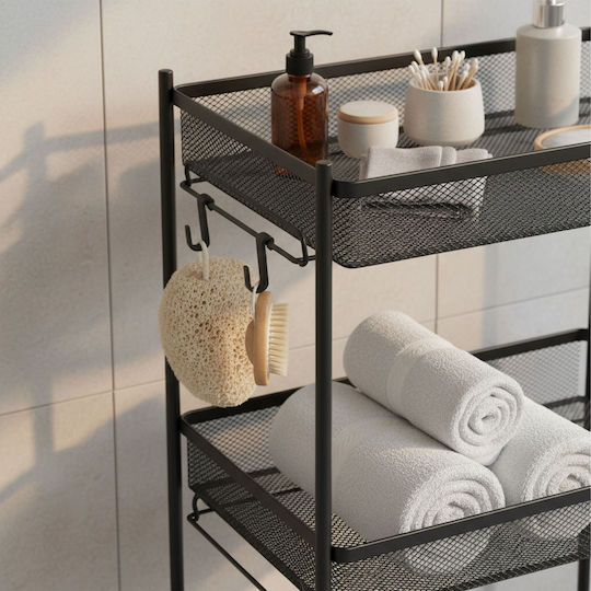 Relaxdays Troleu De Bucătărie Metalic Cu 4 Locuri Negru 44.5x26x84cm